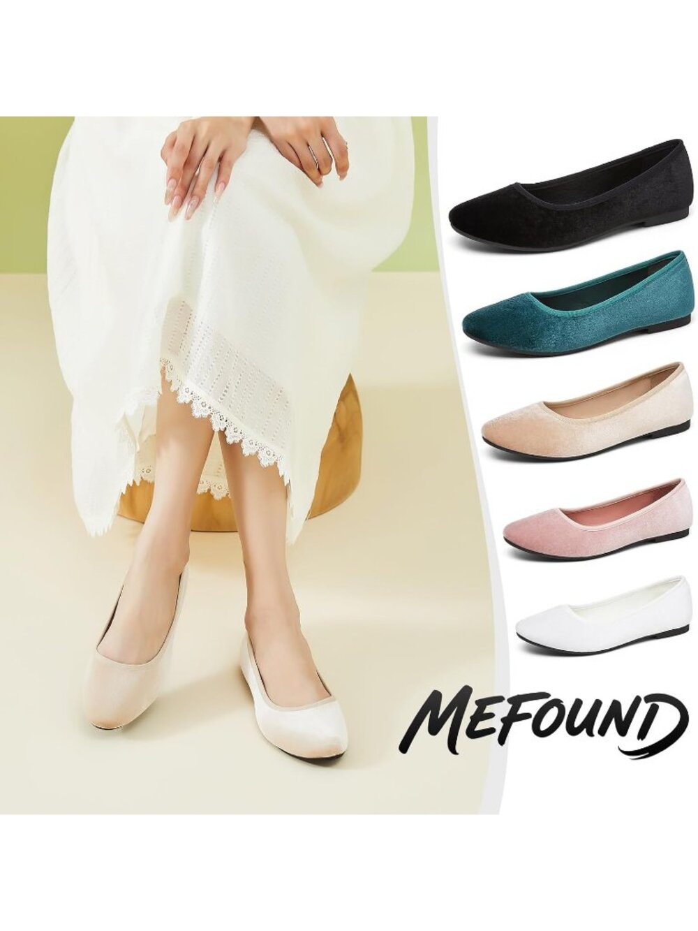 Women's Nude Velvet Round Toe Ballet Flats Slip On Soft Comfortable Shoes - Picture 2 of 6